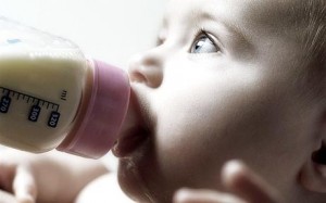 Baby drinking from bottle