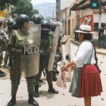 Bolivian woman confronts police