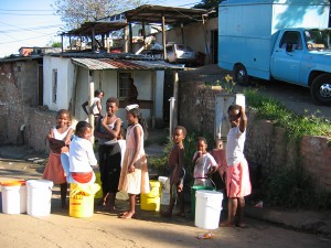 Children collect water South Africa