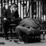 Income inequality shoe shine