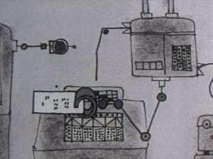 Machine moves a computer punch-card