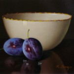 Still life with porcelain bowl and plums Ladislaus Rath Berger