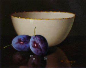 Still life with porcelain bowl and plums Ladislaus Rath Berger