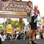 Sarah Palin with baby at Tea Party Express