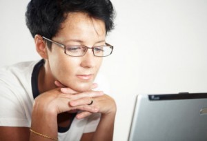 Woman reading computer